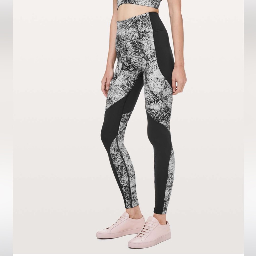 420. Lululemon Sweat & Repeat Tight 28” size 6 in black serigraph starlight